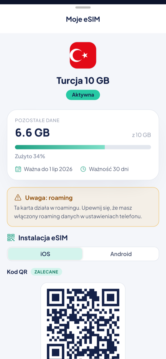 Instalacja eSIM kodem QR